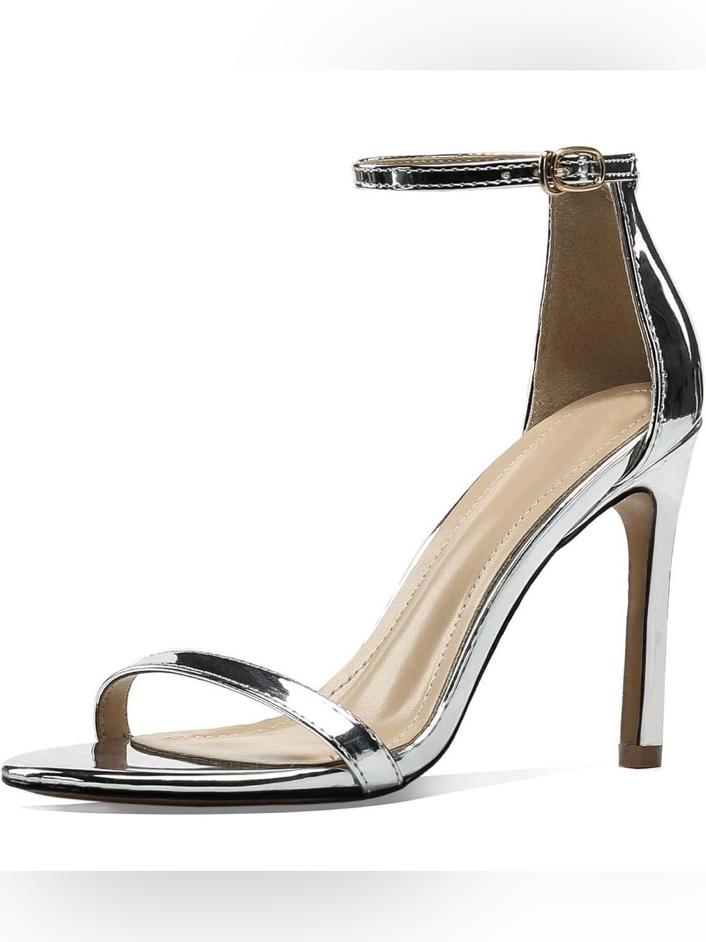 Perixir Women’s Elegant Ankle-Strap Stiletto Sandals in Silver - US Size 7